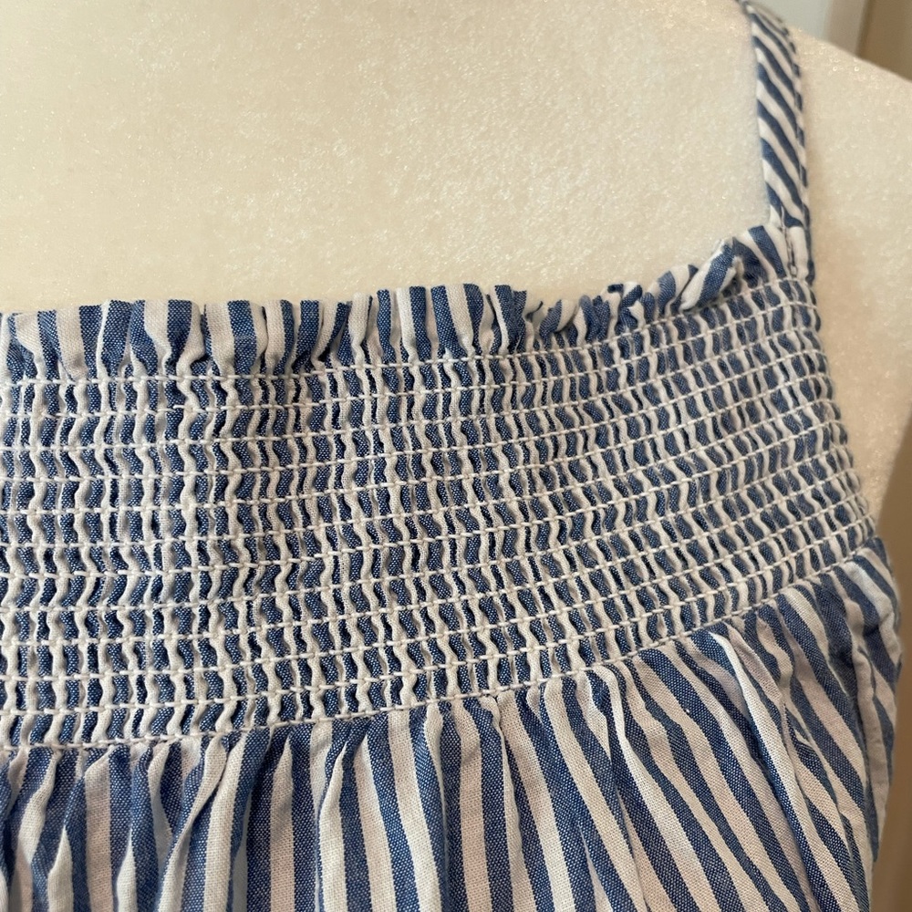 Striped Smocked Tank Top Blue White Old Navy - Picture 7 of 8